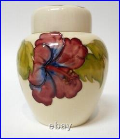 Beautiful Pair of Matching WALTER MOORCROFT Hibiscus Ginger Jars c