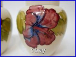 Beautiful Pair of Matching WALTER MOORCROFT Hibiscus Ginger Jars c