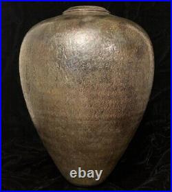 Beautiful RAKU Metallic Copper Gold Glazed Ceramic Vase 12 Studio Pottery 1997