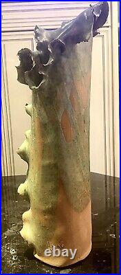 Beautiful Studio Art Pottery Ceramic Abstract Vase 19 In Signed Jam