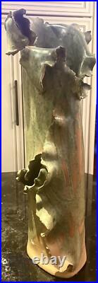 Beautiful Studio Art Pottery Ceramic Abstract Vase 19 In Signed Jam