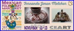 Beautiful Tonala Cat mexican burnished ceramic Great Master Jimon folk art