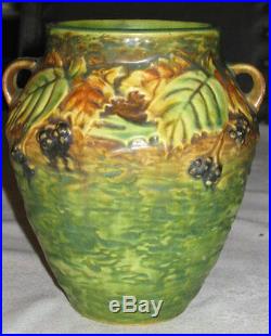 Best! Antique Roseville Blackberry Art Pottery Flower Garden Berry Deco Vase