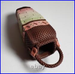 Beverly Saito 1984 Art Pottery Ceramic Vase. 6 1/2 H, 2 W, 2 D