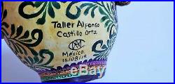 Big amazing Alfonso Castillo day of the dead skull butterflies ceramic folk art