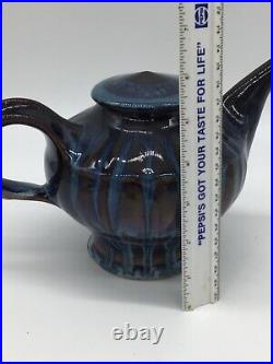 Bill Campbell Art Pottery Flambeaux Glaze Ceramic Teapot Signed