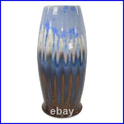 Bill Campbell Studio Art Pottery Blue Crystalline Flambe Tall Ceramic Vase