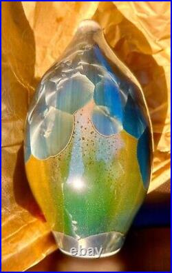 Bill Campbell Studio Art Pottery Blue Crystalline Vase