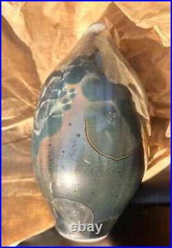 Bill Campbell Studio Art Pottery Blue Crystalline Vase