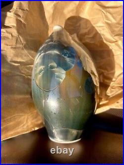 Bill Campbell Studio Art Pottery Blue Crystalline Vase