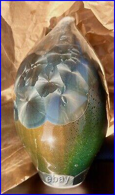 Bill Campbell Studio Art Pottery Blue Crystalline Vase