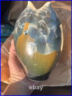 Bill Campbell Studio Art Pottery Blue Crystalline Vase