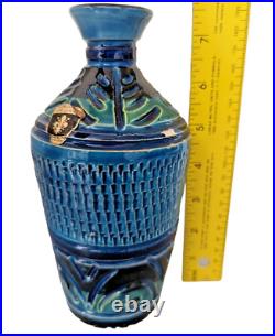 Bitossi Mid Century Florentine Italian Art Pottery Rimini Blue & Green Vase MCM