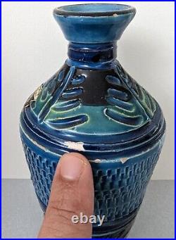 Bitossi Mid Century Florentine Italian Art Pottery Rimini Blue & Green Vase MCM