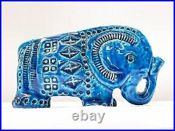 Bitossi Pottery Rimini Blu Aldo Londi Italian Blue Glazed Ceramic Elephant