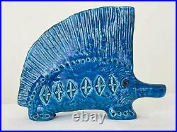 Bitossi Pottery Rimini Blu Aldo Londi Italian Blue Glazed Ceramic Hedgehog