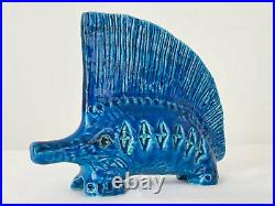 Bitossi Pottery Rimini Blu Aldo Londi Italian Blue Glazed Ceramic Hedgehog
