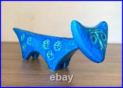 Bitossi Rimini Blue Ceramic Pottery Cat Made in Italy