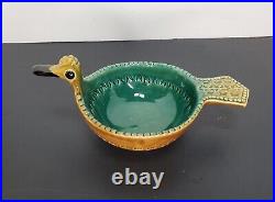 Bitossi Signed Ceramic Duck Shape Art Pottery Bowl by Aldo Londi 60s Italian MCM