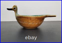 Bitossi Signed Ceramic Duck Shape Art Pottery Bowl by Aldo Londi 60s Italian MCM