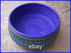 Bitossi Style Italian Pottery Blue & Green Ceramic Bowl Sgn & Numbered Mint