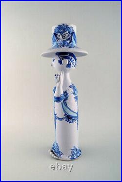 Bjørn Wiinblad ceramics, blue lady with two birds. Decoration number M36