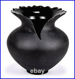 Black Studio Art Pottery Modernist Ceramic Vase