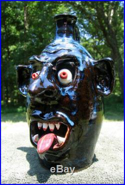 Blah Blah VAMPIRE UGLY FACE JUG folk art southern pottery ceramic nc evil