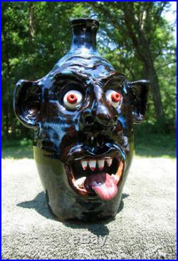 Blah Blah VAMPIRE UGLY FACE JUG folk art southern pottery ceramic nc evil