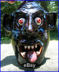 Blah Blah VAMPIRE UGLY FACE JUG folk art southern pottery ceramic nc evil