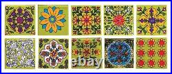 Blue Art Pottery Ceramic Wall Interior Exterior Crafted Wall Floral 2 x 2 Tiles