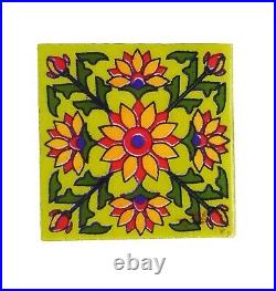 Blue Art Pottery Ceramic Wall Interior Exterior Crafted Wall Floral 2 x 2 Tiles