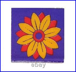 Blue Art Pottery Ceramic Wall Interior Exterior Crafted Wall Floral 2 x 2 Tiles