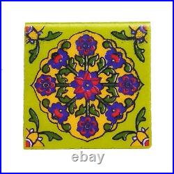 Blue Art Pottery Ceramic Wall Interior Exterior Crafted Wall Floral 2 x 2 Tiles