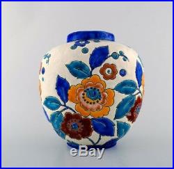 Boch Freres Ceramic, Belgium large art deco ceramic vase. 1930 / 40s