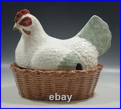 Bordallo Pinheiro Portugal Majolica Hen On The Nest Ceramic Large Tureen