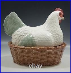 Bordallo Pinheiro Portugal Majolica Hen On The Nest Ceramic Large Tureen