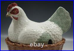 Bordallo Pinheiro Portugal Majolica Hen On The Nest Ceramic Large Tureen