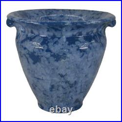 Brush McCoy Art Vellum 1930s Vintage Art Pottery Mottled Blue Ceramic Vase