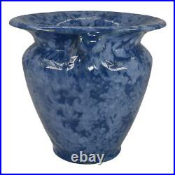Brush McCoy Art Vellum 1930s Vintage Art Pottery Mottled Blue Ceramic Vase