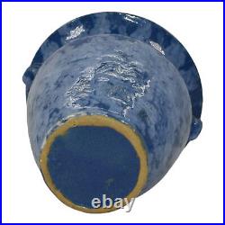 Brush McCoy Art Vellum 1930s Vintage Art Pottery Mottled Blue Ceramic Vase