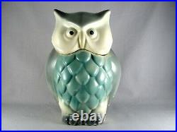 Brush Pottery Nite Owl Cookie Jar, 10-3/4, blue, green, gray, McCoy, 1967