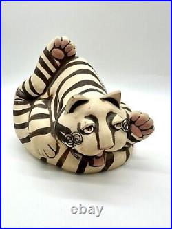 C Butler Jones Art Pottery Ceramic Cat Coin Bank Artist Vintage Wire Whiskers