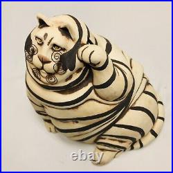 C Butler Jones Art Pottery Ceramic Cat Coin Bank Artist Vintage Wire Whiskers