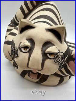 C Butler Jones Art Pottery Ceramic Cat Coin Bank Artist Vintage Wire Whiskers