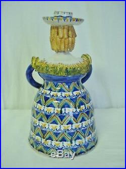 C Carriero Grottaglie Italy 9 Woman Ceramic Figural Candle Holder Art Pottery