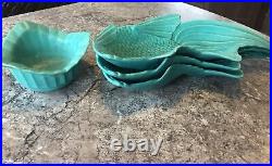 California Art Pottery 4 pc KOI Fish Serving Tray Bowl 1950's Mid-Century Modern