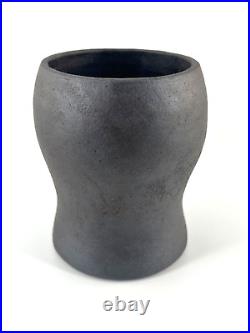 California Erin McGuiness Art Studio Ceramic Pottery Vessel in Black Glaze Wash