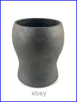 California Erin McGuiness Art Studio Ceramic Pottery Vessel in Black Glaze Wash