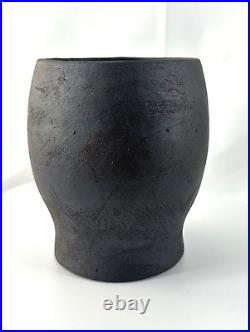 California Erin McGuiness Art Studio Pottery Vase Ceramic Matte Black Wash Glaze